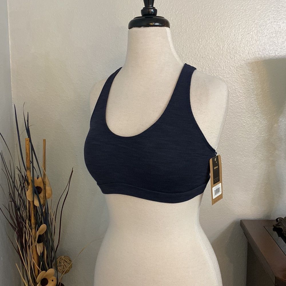 RPM Whitney Blix Bra Blue Ribbed Racerback Training Sports Bra Size Small - Picture 4 of 11